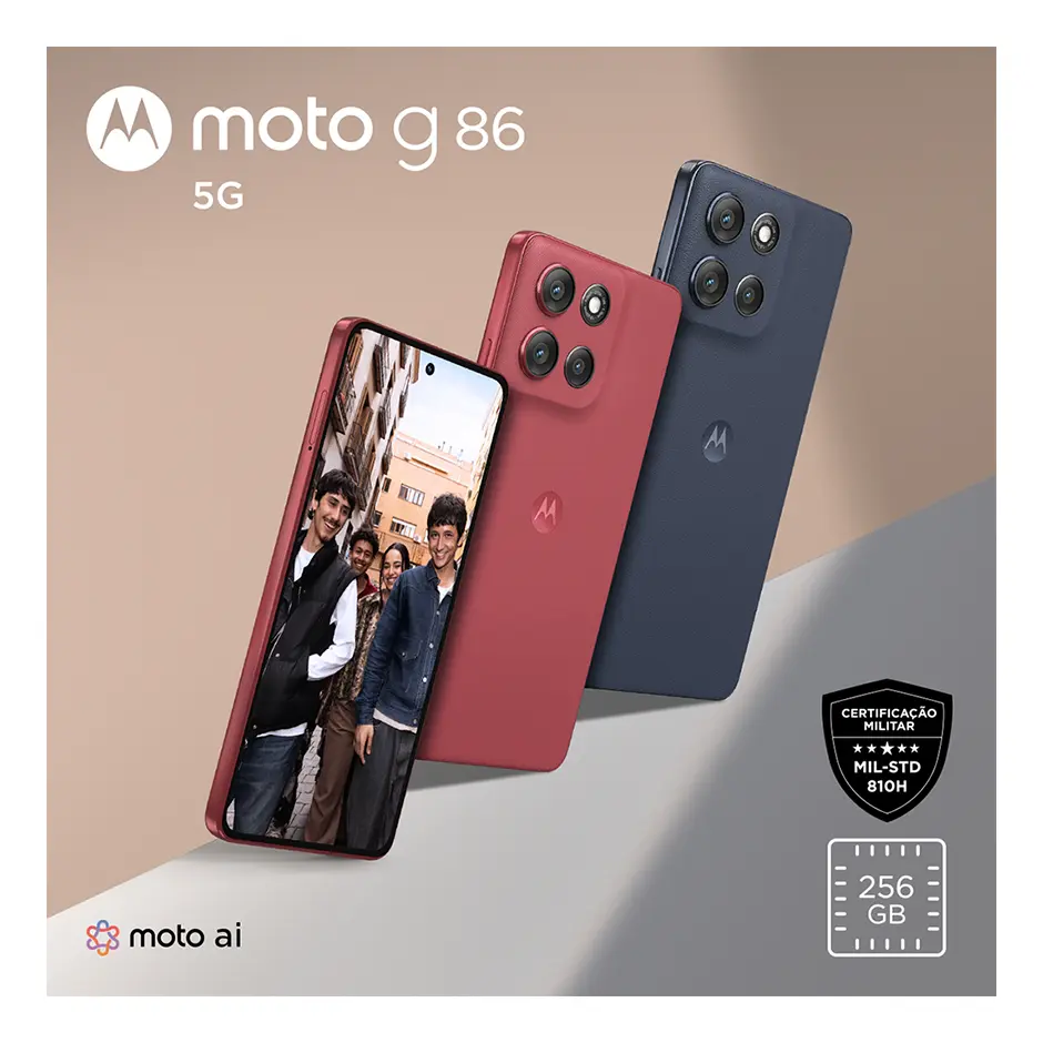 Smartphone Motorola Moto G86 5g + Moto Buds - 256gb 24gb (8gb Ram+16gb Ram Boost) Tela 1.5k Poled, 50mp Sony Camera Ois Moto Ai, Videos Em 4k, Ip68 + Ip69 - Vermelho - Imagem 2
